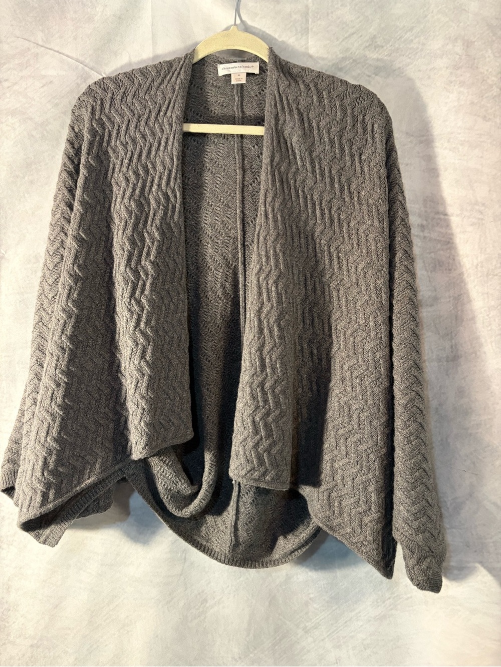 Christopher & Banks Gray Textured Open Front Cardigan Sweater Women’s XL
